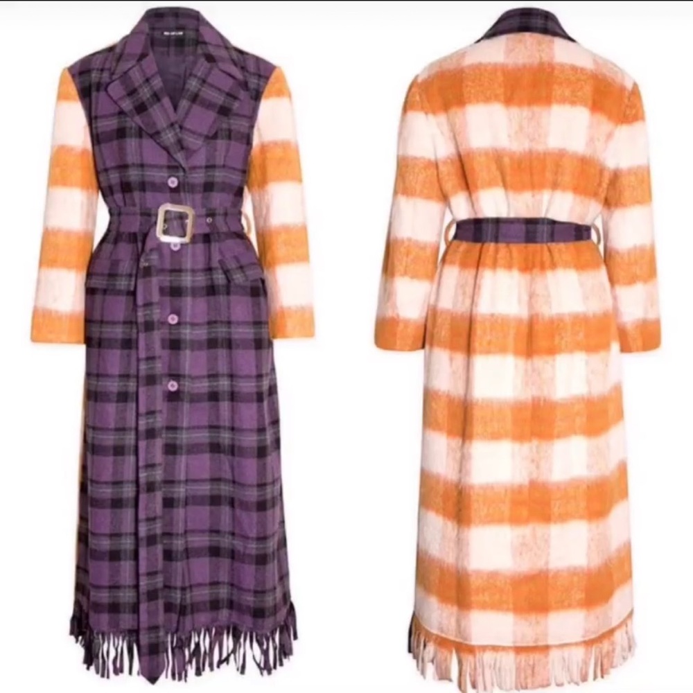 Plaid Purple and Orange Women's Coat